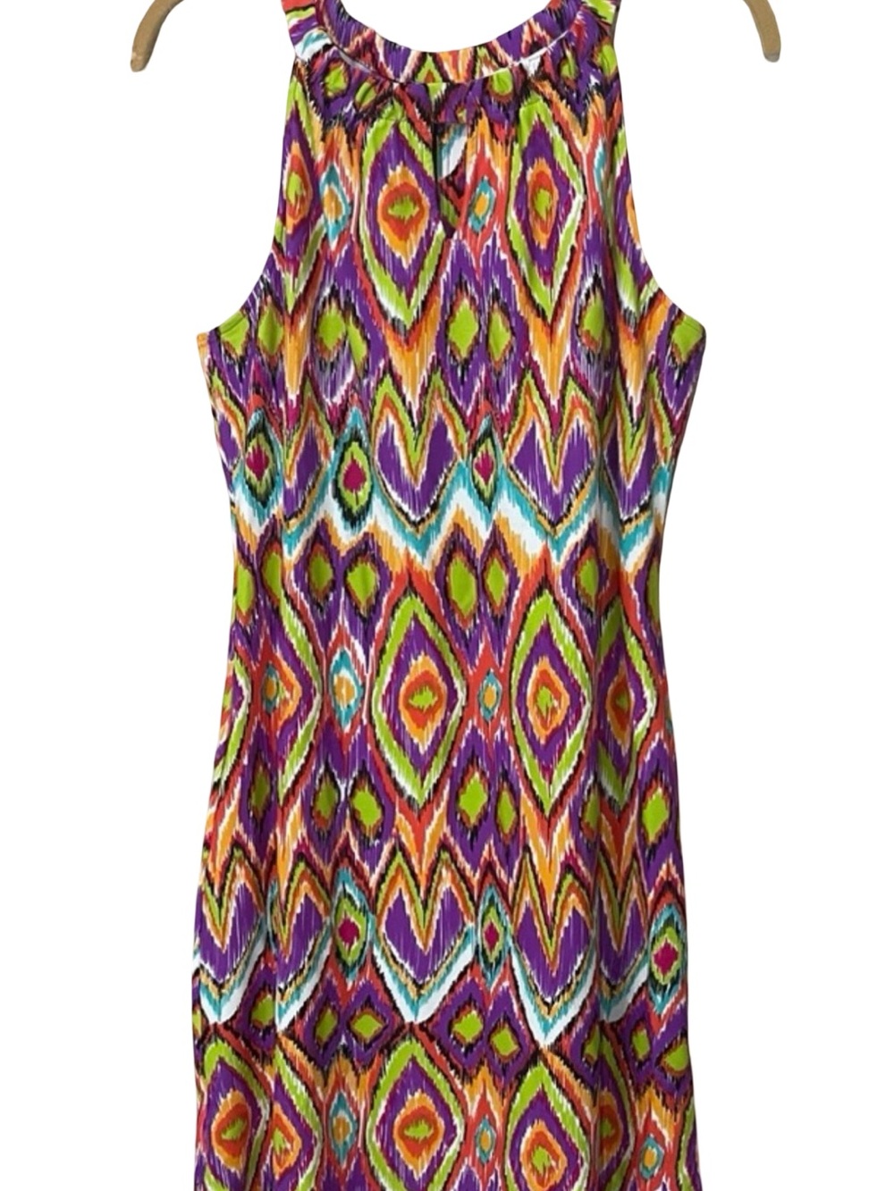 Jude Connally Multicolor Ikat Print Dress - Purple, Lime, Orange, Turquoise